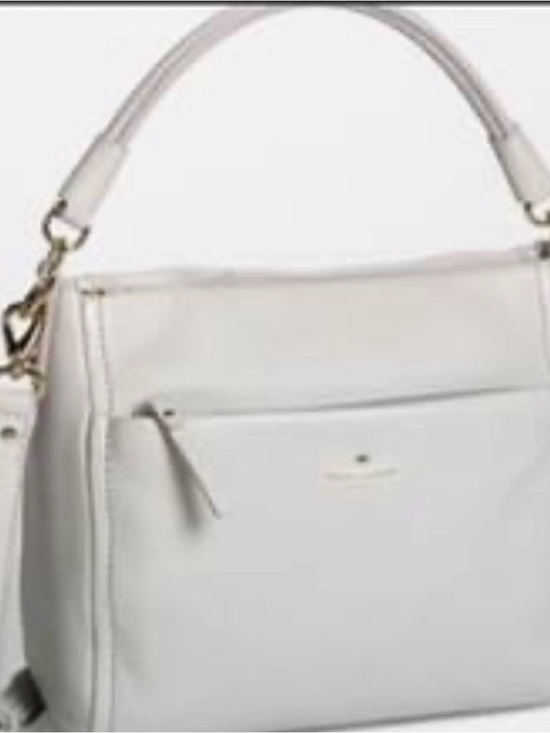 kate spade Handbags - kate spade gray leather shoulder bag with gold accents